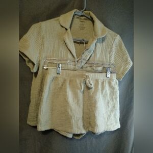 BORN Soft And Cozy Knit Collar Short Sleeve Pajama Set